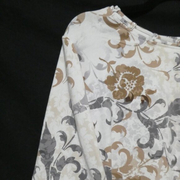 ALFRED DUNNER | large | Floral Long Sleeve Shirt | Beautiful and Unique Neckline - Picture 3 of 16